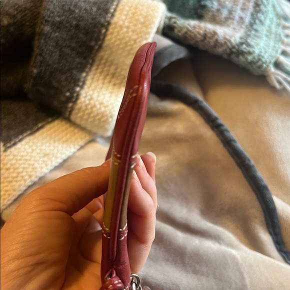 Coach Vintage Rugby Stripe Leather Wristlet – Brown/Red – 2003 - Picture 4 of 7